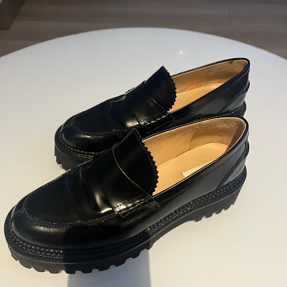 Leather chunky loafers